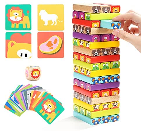 TOP BRIGHT Colored Wooden Blocks Stacking Board Games for Kids – Tanoshina